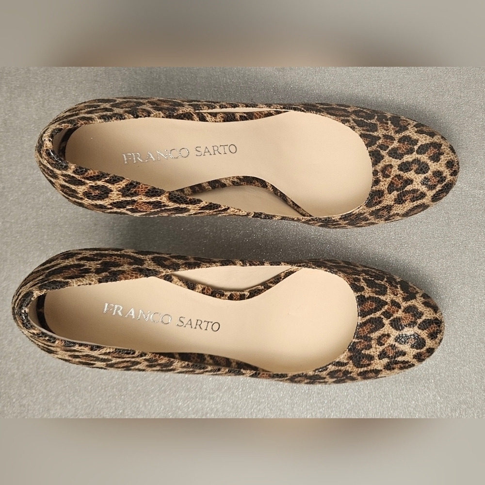 Franco Sarto Leopard Print Platform Pumps Round Toe Heels Size 8 - Picture 7 of 11